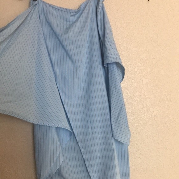 Forever21 Blue PinStriped Midi Wrap Skirt - Picture 3 of 7